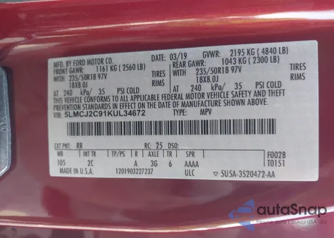 2019 Lincoln Mkc Select from USA, damaged, VIN 5LMCJ2C91KUL34672